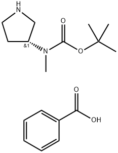 Carbamic acid, N-methyl-N-(3R)-3-pyrrolidinyl-, 1,1-dimethylethyl ester, benzoate (1:1) Structure