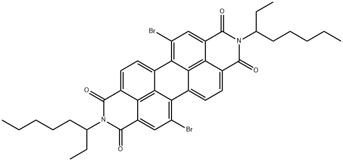 N,N′-bis(ethylhexyl)-1,7-dibromo-3,4:9,10-perylenetetracarboxylic diimide 구조식 이미지