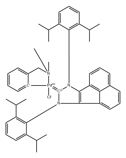 Palladium, [7,9-bis[2,6-bis(1-methylethyl)phenyl]-7,9-dihydro-8H-acenaphth[1,2-d]imidazol-8-ylidene]chloro[2-[(dimethylamino-κN)methyl]phenyl-κC]- Structure