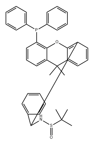 2-Propanesulfinamide, N-[(R)-[5-(diphenylphosphino)-9,9-dimethyl-9H-xanthen-4-yl]phenylmethyl]-2-methyl-, [S(R)]- 구조식 이미지
