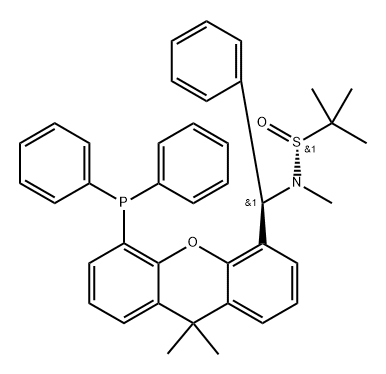 2-Propanesulfinamide, N-[(R)-[5-(diphenylphosphino)-9,9-dimethyl-9H-xanthen-4-yl]phenylmethyl]-N,2-dimethyl-, [S(R)]- Structure