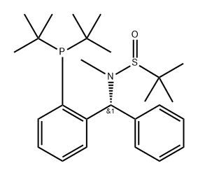 2-Propanesulfinamide, N-[(R)-[2-[bis(1,1-dimethylethyl)phosphino]phenyl]phenylmethyl]-N,2-dimethyl-, [S(R)]- 구조식 이미지