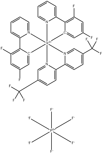 Iridium(1+), [5,5'-bis(trifluoromethyl)-2,2'-bipyridine-κN1,κN1']bis[3,5-difluoro-2-(2-pyridinyl-κN)phenyl-κC]-, (OC-6-33)-, hexafluorophosphate(1-) (1:1) Structure