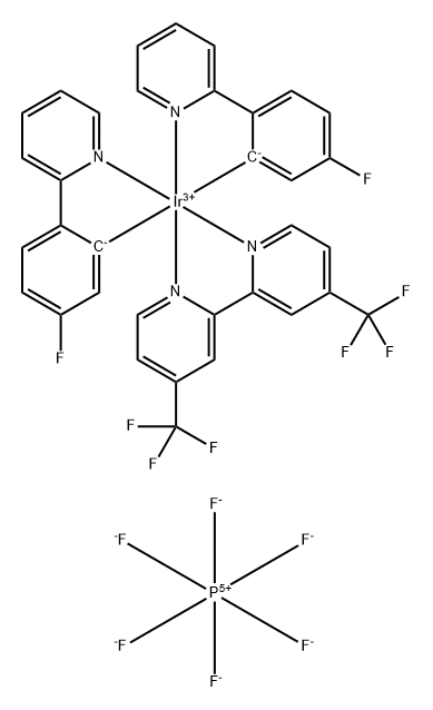 Iridium(1+), [4,4'-bis(trifluoromethyl)-2,2'-bipyridine-κN1,κN1']bis[5-fluoro-2-(2-pyridinyl-κN)phenyl-κC]-, (OC-6-33)-, hexafluorophosphate(1-) (1:1) Structure