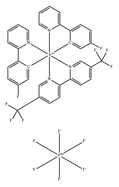 Iridium(1+), [5,5'-bis(trifluoromethyl)-2,2'-bipyridine-κN1,κN1']bis[5-fluoro-2-(2-pyridinyl-κN)phenyl-κC]-, (OC-6-33)-, hexafluorophosphate(1-) (1:1) Structure