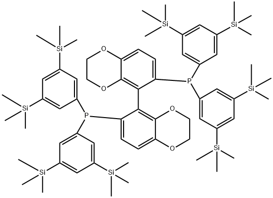 Phosphine, 1,1'-[(5S)-2,2',3,3'-tetrahydro[5,5'-bi-1,4-benzodioxin]-6,6'-diyl]bis[1,1-bis[3,5-bis(trimethylsilyl)phenyl]- 구조식 이미지