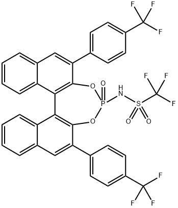 1,1,1-Trifluoro-N-((11bS)-4-oxido-2,6-bis(4-(trifluoromethyl)phenyl)dinaphtho[2,1-d:1',2'-f][1,3,2]dioxaphosphepin-4-yl)methanesulfonamide Structure