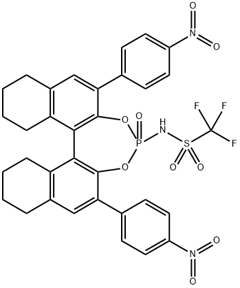 Methanesulfonamide, 1,1,1-trifluoro-N-[(11bR)-8,9,10,11,12,13,14,15-octahydro-2,6-bis(4-nitrophenyl)-4-oxidodinaphtho[2,1-d:1',2'-f][1,3,2]dioxaphosphepin-4-yl]- Structure