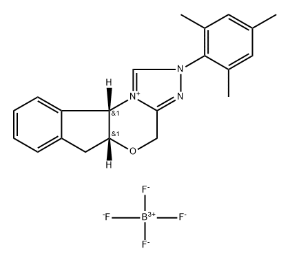 4H,6H-Indeno[2,1-b][1,2,4]triazolo[4,3-d][1,4]oxazin-11-ium, 2,5a,10b-trihydro-2-(2,4,6-trimethylphenyl)-, (5aR,10bS)-, tetrafluoroborate(1-) (1:1) Structure