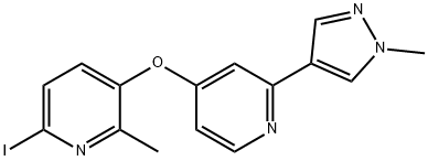 6-iodo-2-methyl-3-((2-(1-methyl-1H-pyrazol-4-yl)pyridin-4-yl)oxy)pyridine Structure