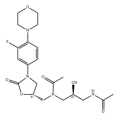 Acetamide, N-[(2S)-3-(acetylamino)-2-hydroxypropyl]-N-[[(5S)-3-[3-fluoro-4-(4-morpholinyl)phenyl]-2-oxo-5-oxazolidinyl]methyl]- Structure