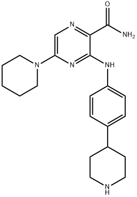 5-(piperidin-1-yl)-3-((4-(piperidin-4-yl)phenyl)amino)pyrazine-2-carboxamide Structure