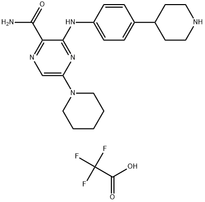 5-(piperidin-1-yl)-3-((4-(piperidin-4-yl)phenyl)amino)pyrazine-2-carboxamide trifluoroacetate 구조식 이미지