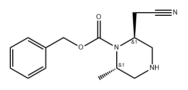 (2S,6S)-Benzyl 2-(cyanomethyl)-6-methylpiperazine-1-carboxylate Structure