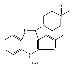 1-methyl-4-(2-methyl-10H-benzo[b]thieno[2,3-e][1,4]diazepin-4-yl) piperazine 1-oxide dihydrate Structure