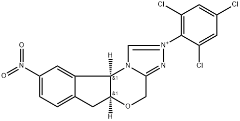 (5aS,10bR)-5a,10b-Dihydro-9-nitro-2-(2,4,6-trichlorophenyl)-4H,6H-indeno[2,1-b][1,2,4]triazolo[4,3-d][1,4]oxazinium Structure