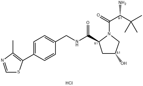 (2S,4R)-1-((R)-2-amino-3,3-dimethylbutanoyl)-4-hydroxy-N-(4-(4-methylthiazol-5-yl)benzyl)pyrrolidine-2-carboxamide hydrochloride Structure