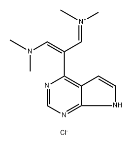 Methanaminium, N-[(2E)-3-(dimethylamino)-2-(7H-pyrrolo[2,3-d]pyrimidin-4-yl)-2-propen-1-ylidene]-N-methyl-, chloride (1:1) Structure