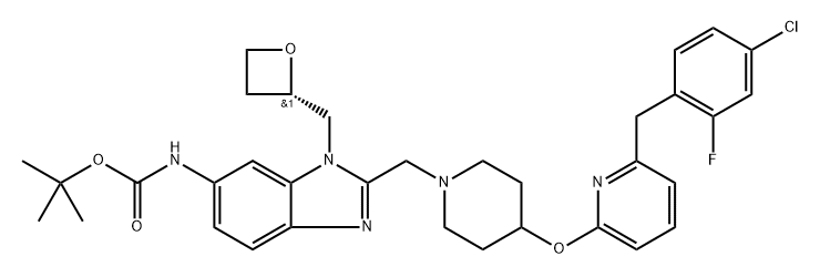 tert-butyl (S)-(2-((4-((6-(4-chloro-2-fluorobenzyl)pyridin-2-yl)oxy)piperidin-1-yl)methyl)-1-(oxetan Structure