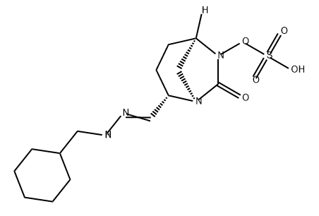 (2S,5R)-2-(N-(cyclohexylmethyl)carbamimidoyl)-7-oxo-1,6-diazabicyclo[3.2.1]octan-6-yl hydrogensulfate Structure