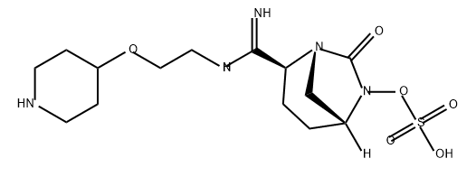 (2S,5R)-7-oxo-2-(N-(2-(piperidin-4-yloxy)ethyl)carbamimidoyl)-1,6-diazabicyclo[3.2.1]octan-6-yl hydrogensulfate Structure