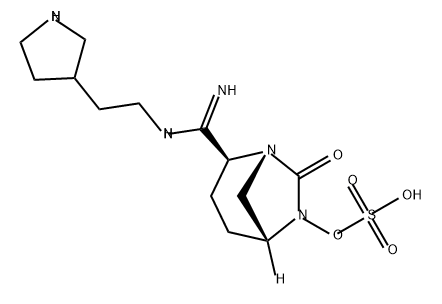 (2S,5R)-7-oxo-2-(N-(2-(pyrrolidin-3-yl)ethyl)carbamimidoyl)-1,6-diazabicyclo[3.2.1]octan-6-yl hydrogensulfate 구조식 이미지