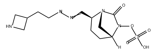 (2S,5R)-2-(N-(2-(azetidin-3-yl)ethyl)carbamimidoyl)-7-oxo-1,6-diazabicyclo[3.2.1]octan-6-yl hydrogensulfate Structure