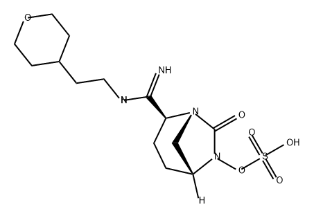 (2S,5R)-7-oxo-2-(N-(2-(tetrahydro-2H-pyran-4-yl)ethyl)carbamimidoyl)-1,6-diazabicyclo[3.2.1]octan-6-yl hydrogensulfate Structure