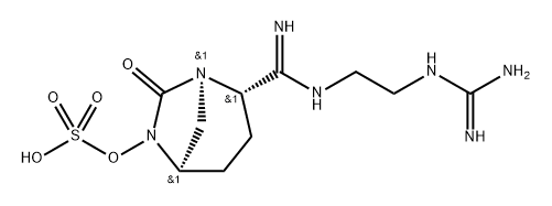 (2S,5R)-2-(N-(2-guanidinoethyl)carbamimidoyl)-7-oxo-1,6-diazabicyclo[3.2.1]octan-6-yl hydrogensulfate Structure