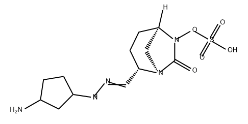 (2S,5R)-2-(N-(3-aminocyclopentyl)carbamimidoyl)-7-oxo-1,6-diazabicyclo[3.2.1]octan-6-yl hydrogensulfate Structure