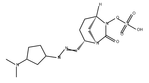 (2S,5R)-2-(N-(3-(dimethylamino)cyclopentyl)carbamimidoyl)-7-oxo-1,6-diazabicyclo[3.2.1]octan-6-yl hydrogensulfate Structure