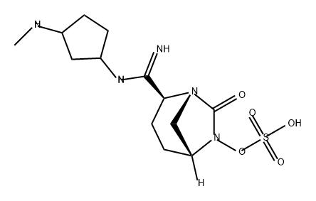 (2S,5R)-2-(N-(3-(methylamino)cyclopentyl)carbamimidoyl)-7-oxo-1,6-diazabicyclo[3.2.1]octan-6-yl hydrogensulfate Structure