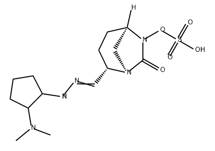 (2S,5R)-2-(N-(2-(dimethylamino)cyclopentyl)carbamimidoyl)-7-oxo-1,6-diazabicyclo[3.2.1]octan-6-yl hydrogensulfate Structure