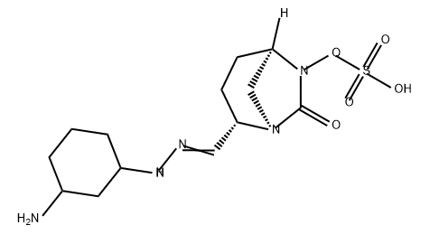 (2S,5R)-2-(N-(3-aminocyclohexyl)carbamimidoyl)-7-oxo-1,6-diazabicyclo[3.2.1]octan-6-yl hydrogensulfate Structure