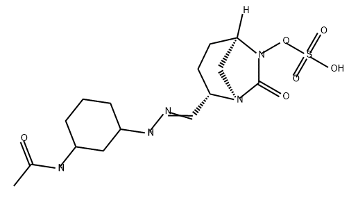 (2S,5R)-2-(N-(3-acetamidocyclohexyl)carbamimidoyl)-7-oxo-1,6-diazabicyclo[3.2.1]octan-6-yl hydrogensulfate Structure
