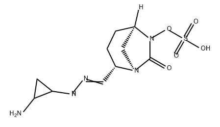 (2S,5R)-2-(N-(2-aminocyclopropyl)carbamimidoyl)-7-oxo-1,6-diazabicyclo[3.2.1]octan-6-yl hydrogensulfate Structure