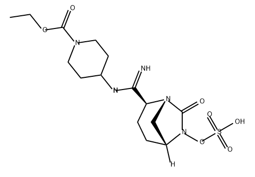 ethyl 4-((2S,5R)-7-oxo-6-(sulfooxy)-1,6-diazabicyclo[3.2.1]octane-2-carboximidamido)piperidine-1-carboxylate Structure
