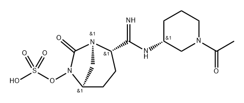 (2S,5R)-2-(N-((R)-1-acetylpiperidin-3-yl)carbamimidoyl)-7-oxo-1,6-diazabicyclo[3.2.1]octan-6-yl hydrogensulfate Structure