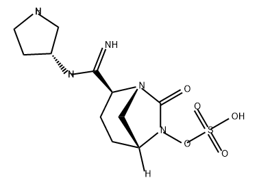 (2S,5R)-7-oxo-2-(N-((R)-pyrrolidin-3-yl)carbamimidoyl)-1,6-diazabicyclo[3.2.1]octan-6-yl hydrogensulfate Structure