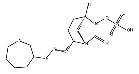 (2S,5R)-2-(N-(azepan-3-yl)carbamimidoyl)-7-oxo-1,6-diazabicyclo[3.2.1]octan-6-yl hydrogensulfate Structure
