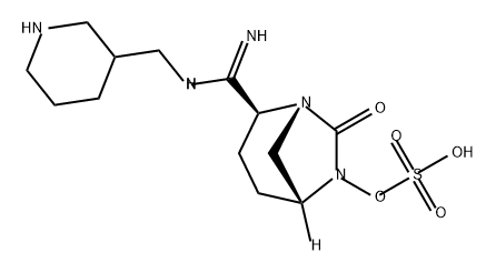 (2S,5R)-7-oxo-2-(N-(piperidin-3-ylmethyl)carbamimidoyl)-1,6-diazabicyclo[3.2.1]octan-6-yl hydrogensulfate Structure