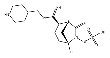 (2S,5R)-7-oxo-2-(N-(piperidin-4-ylmethyl)carbamimidoyl)-1,6-diazabicyclo[3.2.1]octan-6-yl hydrogensulfate Structure