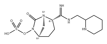 Sulfuric acid, mono[(1R,2S,5R)-2-[imino[(2- piperidinylmethyl)amino]methyl]-7-oxo-1,6- diazabicyclo[3.2.1]oct-6-yl] ester Structure