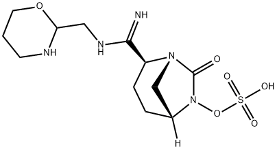 Sulfuric acid, mono[(1R,2S,5R)-2-[imino [[(tetrahydro-2H-1,3-oxazin-2-yl)methyl] amino]methyl]-7-oxo-1,6-diazabicyclo[3.2.1] oct-6-yl] ester Structure