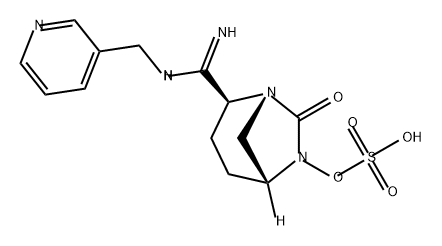 (2S,5R)-7-oxo-2-(N-(pyridin-3-ylmethyl)carbamimidoyl)-1,6-diazabicyclo[3.2.1]octan-6-yl hydrogensulfate 구조식 이미지