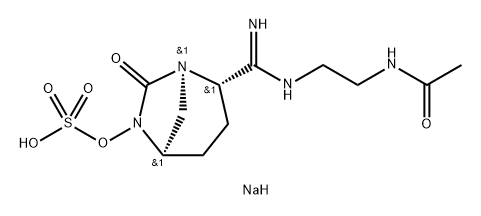 Sulfuric acid, mono[(1R,2S,5R)-2-[[[2-(acetyl amino)ethyl]amino]iminomethyl]-7-oxo-1,6- diazabicyclo[3.2.1]oct-6-yl] ester, sodium salt (1:1) 구조식 이미지