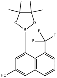 4-(4,4,5,5-Tetramethyl-1,3,2-dioxaborolan-2-yl)-5-(trifluoromethyl)naphthalen-2-ol 구조식 이미지