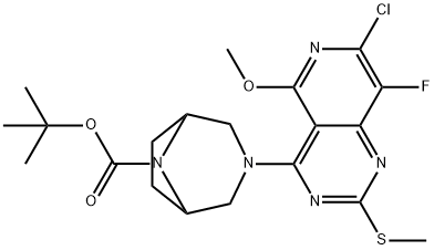 tert-butyl 3-(7-chloro-8-fluoro-5-methoxy-2-methylsulfanyl-pyrido[4,3-d]pyrimidin-4-yl)-3,8-diazabicyclo[3.2.1]octane-8-carboxylate Structure