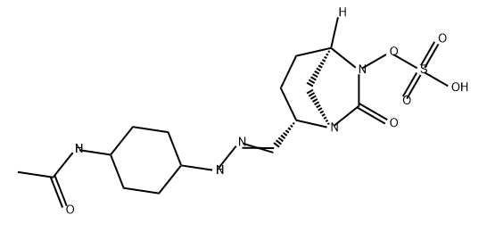 (2S,5R)-2-(N-(4-acetamidocyclohexyl)carbamimidoyl)-7-oxo-1,6-diazabicyclo[3.2.1]octan-6-yl hydrogensulfate 구조식 이미지