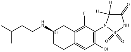 5-{(7R)-1-fluoro-3-hydroxy-7-[(3-methylbutyl)amino]-5,6,7,8-tetrahydronaphthalen-2-yl}(4,4-2H2)-1λ6,2,5-thiadiazolidine-1,1,3-trione Structure